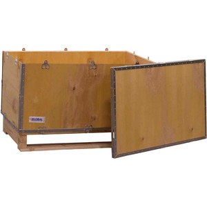 Global Industrial 4 Panel Hinged Shipping Crate w/Lid & Pallet 35-1/4