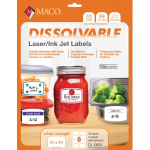 MACO Laser/Ink Jet Dissolvable Labels, 2