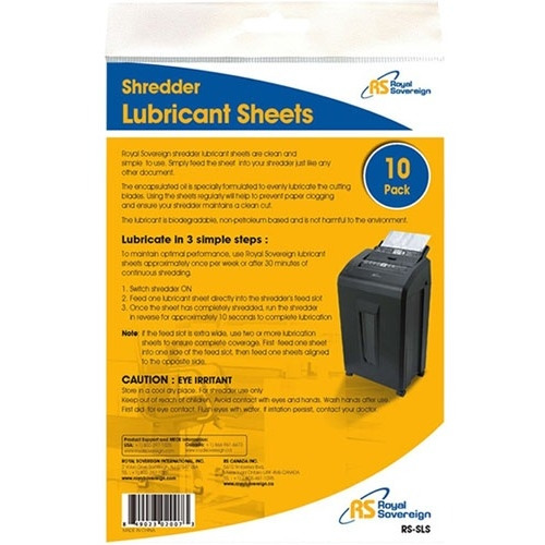 Royal Sovereign shredder lubricant sheets ZA1521