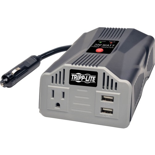 Tripp Lite Ultra-Compact Car Inverter 200W 12V DC to 120V AC 2 USB