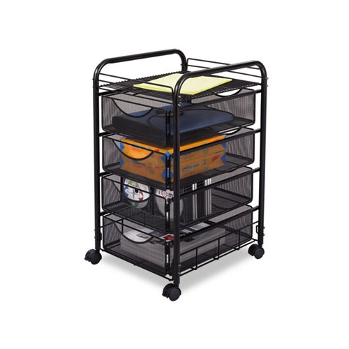 Safco Onyx Mesh Mobile File With Four Supply Drawers SAF5214BL