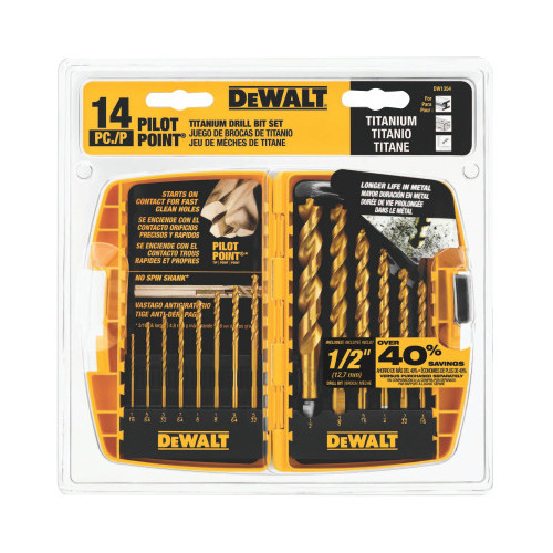 DeWalt 14-Pc. Titanium Drill Bit Sets - DW1354 - 115-DW1354 - Shoplet.com