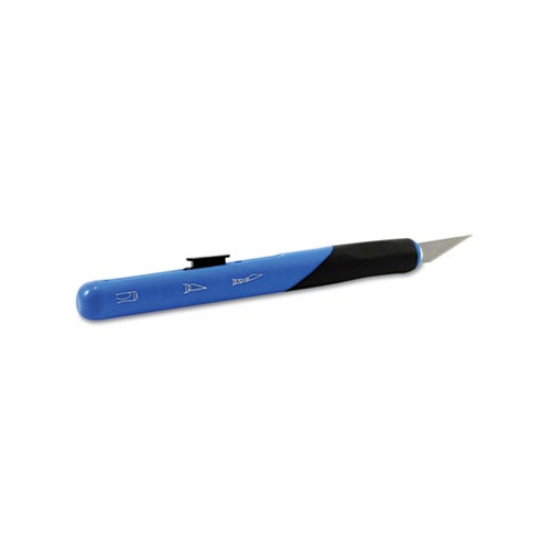 Cosco Steel Blade Plastic Handle Safety Cutter, Blue/Black