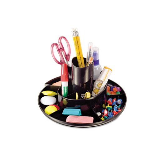 Rotary Desk Organizer, 11 Compartments, Plastic, 8.75