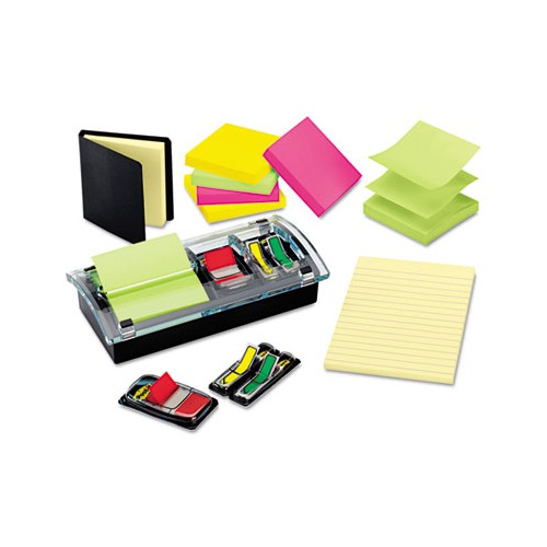 Post-it Pop-Up Note/Flag Dispenser Starter Kit/Assorted Self-Stick ...