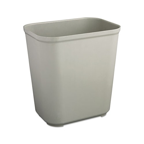 Rubbermaid Deskside Plastic Wastebasket, Rectangular, 7 gal, Gray