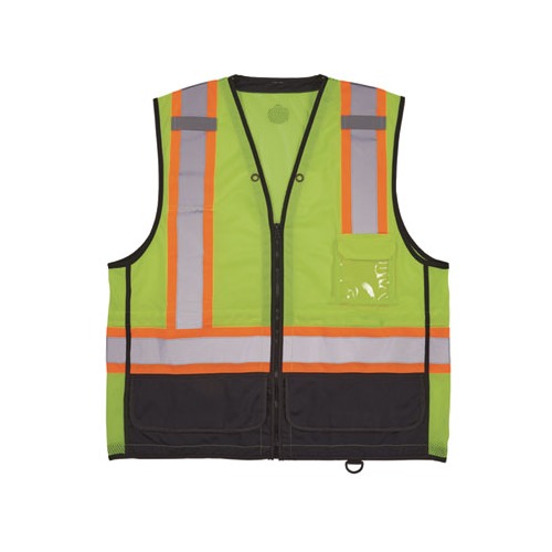 GloWear 8251HDZ Class 2 Two-Tone Hi-Vis Safety Vest, Large to X-Large, Lime, Ships in 1-3 Business Days
