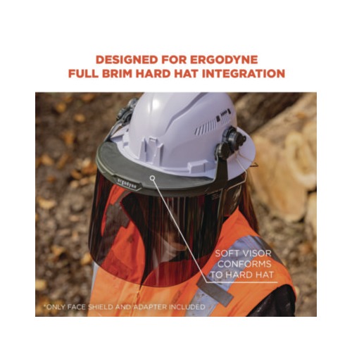 Skullerz 8995 Anti-Scratch and Anti-Fog Hard Hat Face Shield with Adapter for Full Brim, Smoke Lens, Ships in 1-3 Bus Days