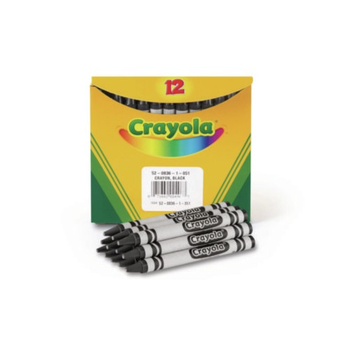 Crayola Pastelli Normali Monocolore Nero – Confezione Da 12, Ricambio Per Scuola E Ufficio, Colore Vero E Scrittura Morbida