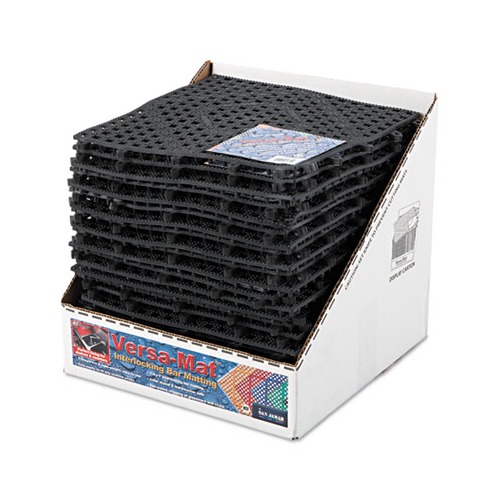 Versa-Mat Bar-Shelf Liner, Plastic, 12w x 12d x 0.25h, Black, 24/Carton