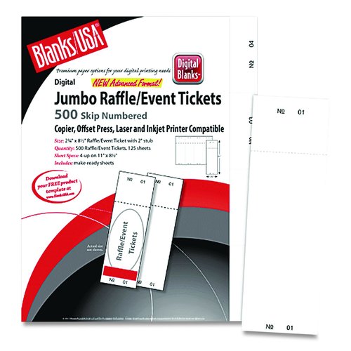 Blanks/usa Jumbo Micro-Perforated Event/Raffle Ticket - BLA10X9WH ...