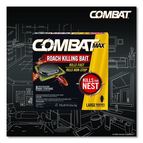 Combat Max Large Roach Bait Station – 8-Pack – Indoor Use, Kills Roaches Fast – Same Day Shipping