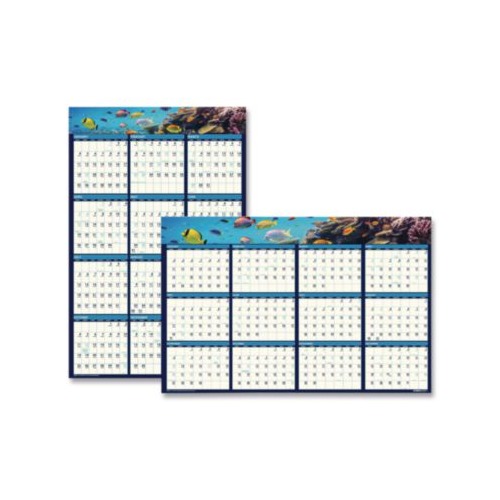 HOUSE OF DOOLITTLE 2022-2023 2-YEAR LAMINATED REVERSIBLE WALL CALENDAR Horizontal Vertical 24 X 37 Inches January December Hod3964 22
