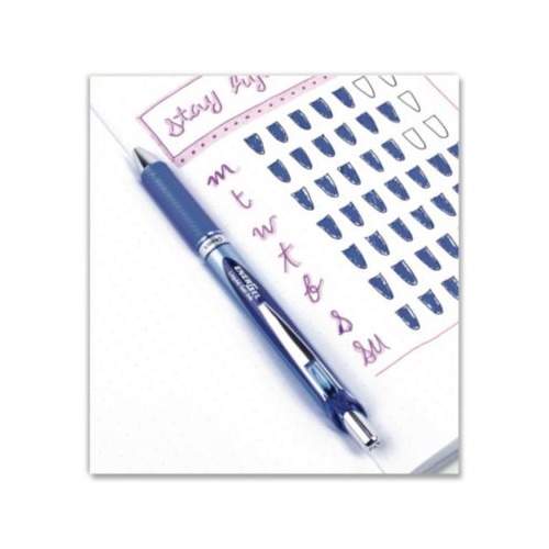 Pentel Energel BLN75 - Penna a sfera retrattile con inchiostro gel, 0,5 mm, 54% riciclata (nero e blu, confezione da 6
