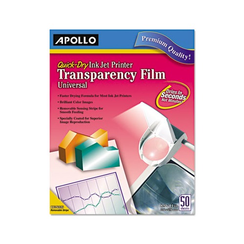 Apollo® B/W Laser Transparency Film, Letter, Clear, 50/Box