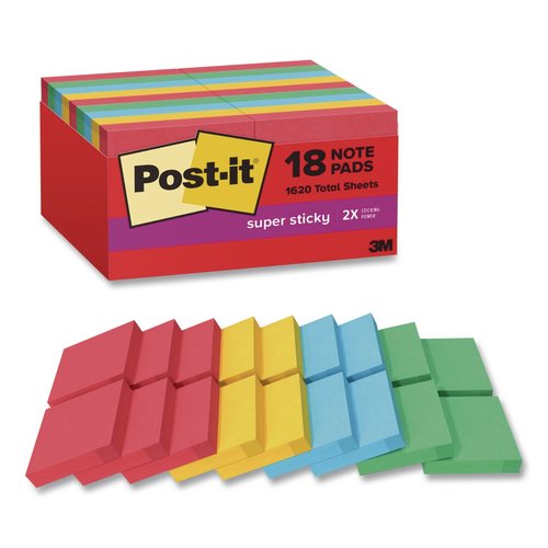 Post-it Pads in Playful Primary Collection Colors - MMM62218SSANCP ...