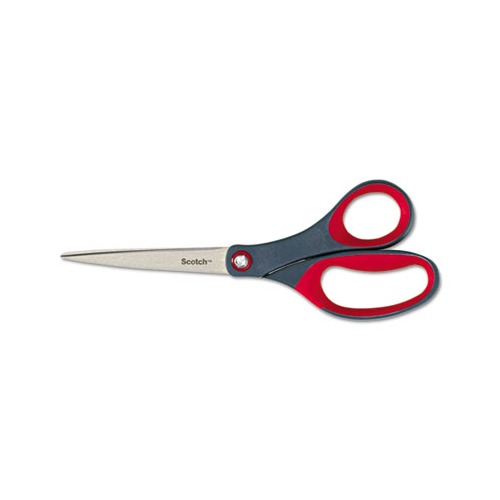 Scotch 1448 Precision Scissors, Pointed, 8 Length, 3-1/8 Cut, Gray/Red 