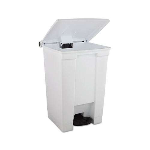 Indoor Utility Step-On Waste Container, Square, Plastic, 12gal, White Indoor Utility Step-On Waste Container, Square, Plastic, 12gal, White