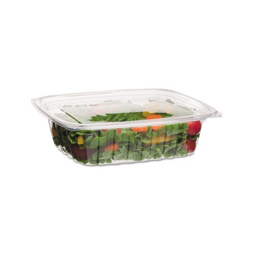 Renewable and Compostable Rectangular Deli Containers, 48 oz, 8 x 6 x 2, Clear, Plastic, 50/Pack, 4 Packs/Carton
