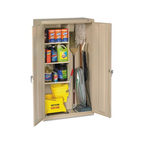 Janitorial Cabinet, 36w x 18d x 64h, Putty