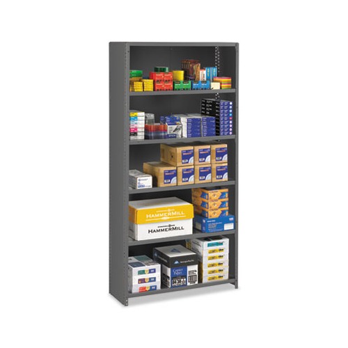 Closed Commercial Steel Shelving, Six-Shelf, 36w x 12d x 75h, Medium Gray