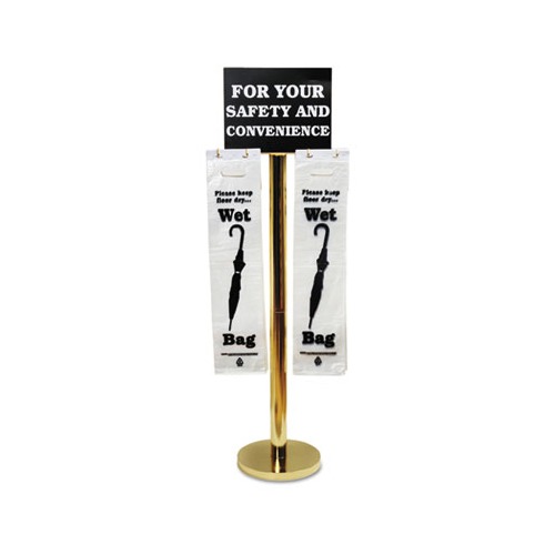 Wet Umbrella Bag Stand, 16w x 12d x 54.5h, Brass/Black/White