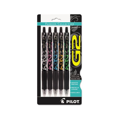 Pilot G2 White Barrel Fashion Collection Gel Pens, Fine Point, 0.7