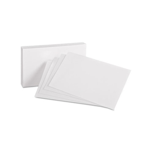 Oxford Blank Index Card, 3 x 5, Plain - 100 / Pack - White 