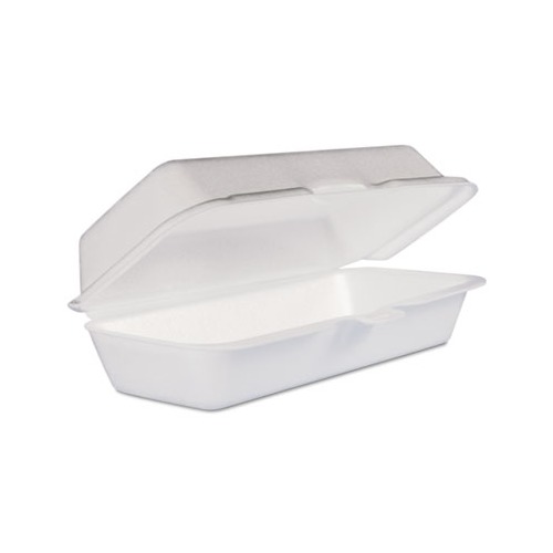 Dart 72HT1 7 x 4 x 2 White Foam Hinged Lid Hot Dog Container - 500/Case