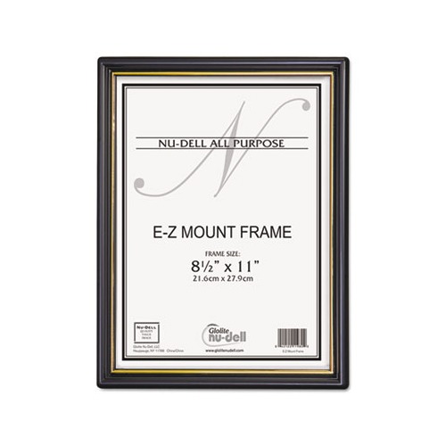 EZ Mount Document Frame with Trim Accent and Plastic Face, Plastic, 8.5 x 11 Insert, Black/Gold, 18/Carton EZ Mount Document Frame with Trim Accent and Plastic Face, Plastic, 8.5 x 11 Insert, Black/Gold, 18/Carton