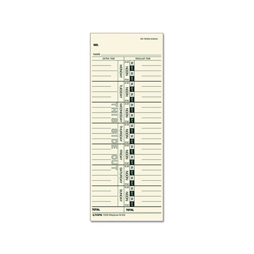 Tops Time Card for Acroprint/IBM/Lathem/Simplex - TOP1259 - Shoplet.com