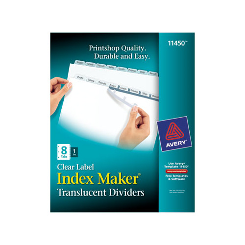 Avery Print and Apply Index Maker Clear Label Plastic Dividers, 8Tab