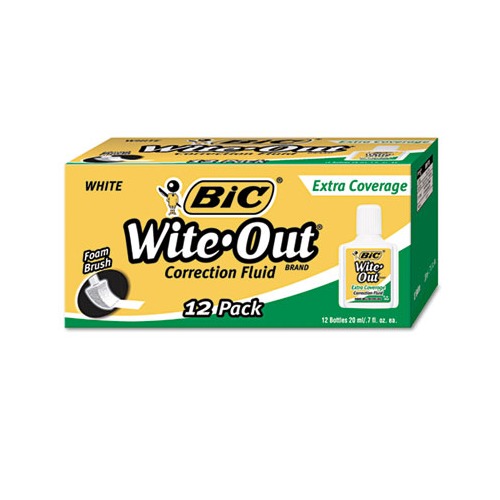 BIC Wite-Out Extra Coverage Correction Fluid - BICWOFEC12WE