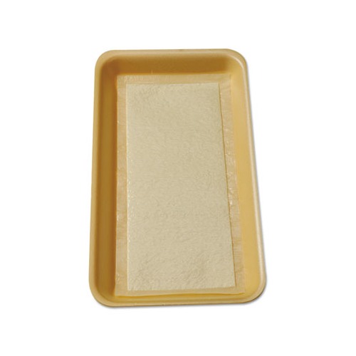 Meat Tray Pads, 6 x 4.5, White/Yellow, Paper, 1,000/Carton Meat Tray Pads, 6 x 4.5, White/Yellow, Paper, 1,000/Carton