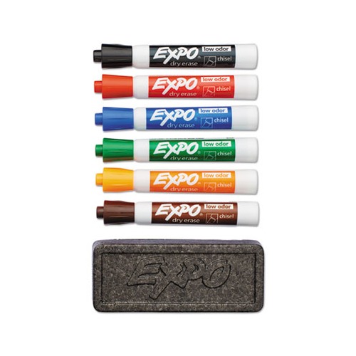 EXPO Dry Erase Markers, Low Odor Fine Tip, Assorted Vibrant Colors, Pack of  21