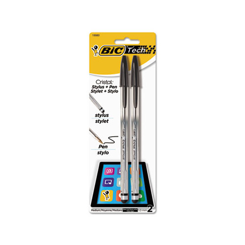 鍔 beheerder Specialist BIC Cristal 2-in-1 Stick Ballpoint Pen/Stylus - BICMSSP21BK - Shoplet.com