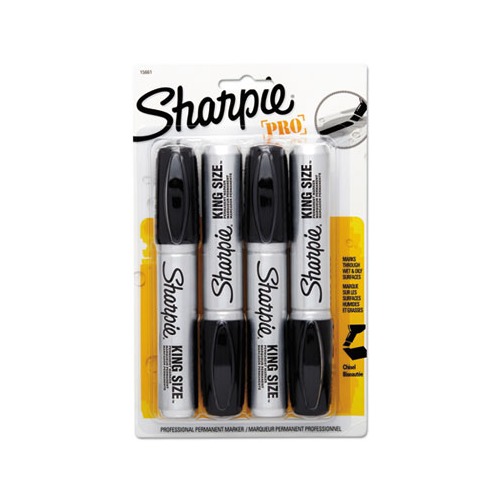 3 Count Sharpie PRO King Size Permanent Marker Black Chisel Tip New Wet/Oily 