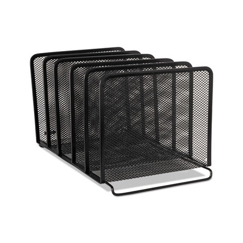 TRU RED™ 7 Compartment Wire Mesh File Organizer, Matte Black