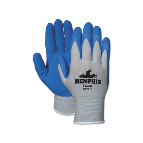Memphis Flex Seamless Nylon Knit Gloves, X-Large, Blue/Gray, Dozen Memphis Flex Seamless Nylon Knit Gloves, X-Large, Blue/Gray, Dozen