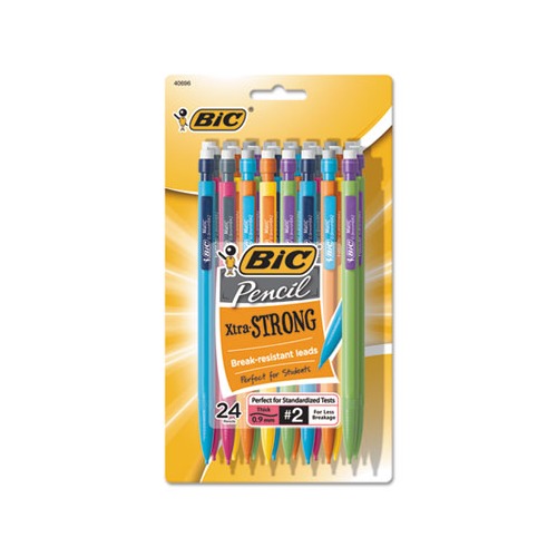 24/Pack Assorted 0.9mm BIC MPLWP241 Xtra-Strong Mechanical Pencil