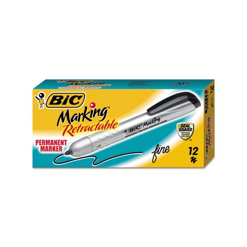 BIC Intensity Permanent Pens, Fine Point, Black, 12 pack