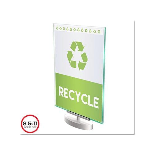 Superior Image Swivel Sign Holder w/Green Edge, 8.5 x 11 Insert, Silver Base