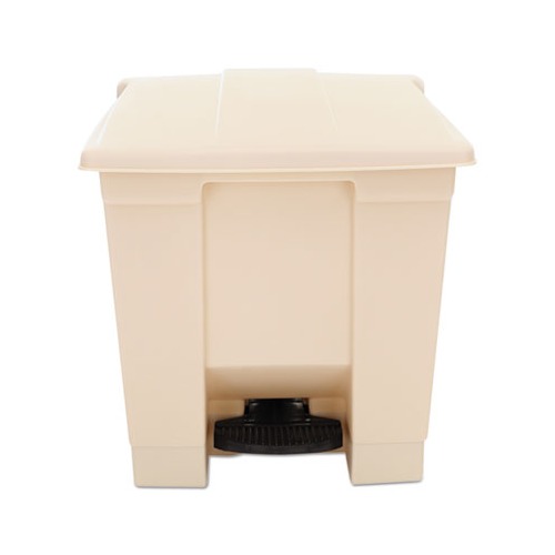 Indoor Utility Step-On Waste Container, Square, Plastic, 8gal, Beige Indoor Utility Step-On Waste Container, Square, Plastic, 8gal, Beige