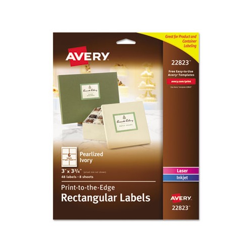 Rectangle Labels, Inkjet/Laser Printers, 3 x 3.75, Pearl Ivory, 6/Sheet, 8 Sheets/Box