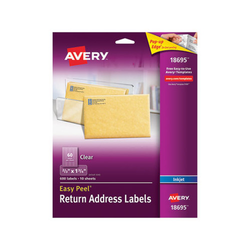 Avery Matte Clear Easy Peel Return Address Labels - AVE18695 - Shoplet.com