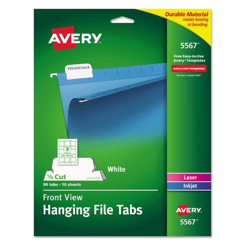 Avery Laser Printable Hanging File Tabs - AVE5567 - Shoplet.com