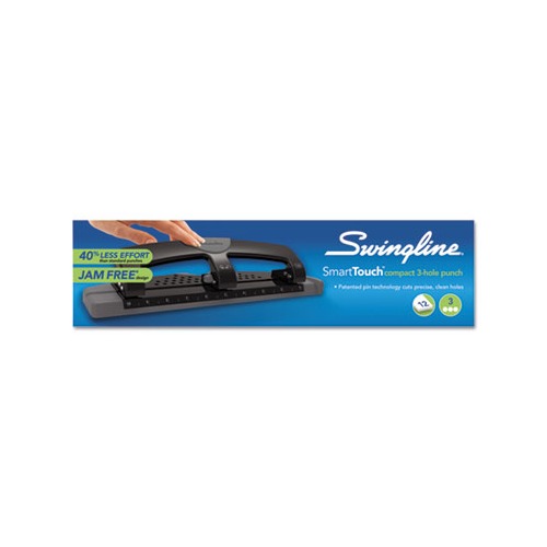 Swingline SmartTouch hole punch - 12 sheets - 3 holes - metal - gray, black