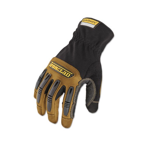 Ironclad Ranchworx Large Leather Gloves, Black/Tan