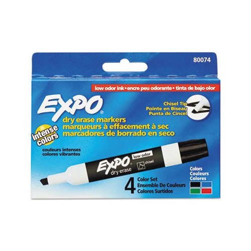 Expo Low-Odor Dry-Erase Marker Starter Set, Ultra Fine, Assorted, 5-Set