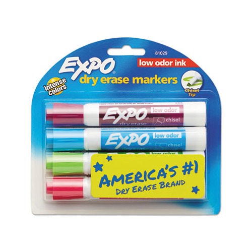 Expo Low Odor Dry Erase Marker Starter Set, Fine Tip, Assorted Colors, 7-Piece Kit